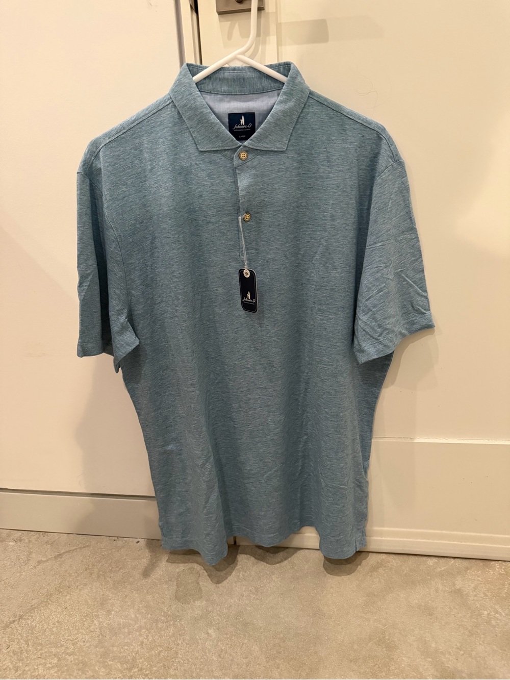 JOHNNIE-O - Men's Sz L Tropical Slub Cotton Blend Polo - Starnes Heathered NWT